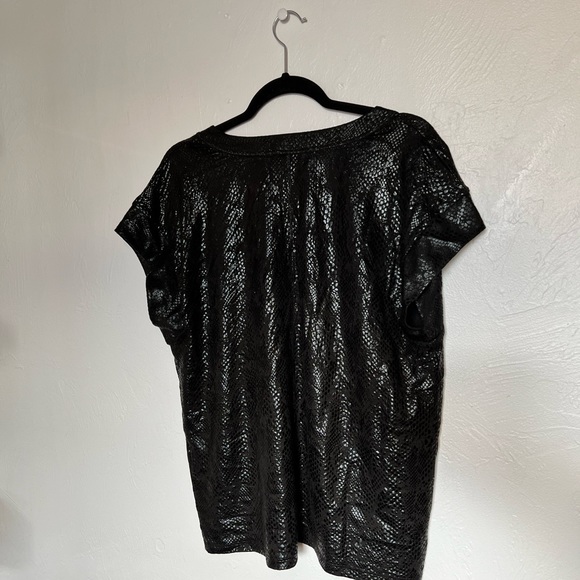 White House Black Market shiny black top - Picture 2 of 6